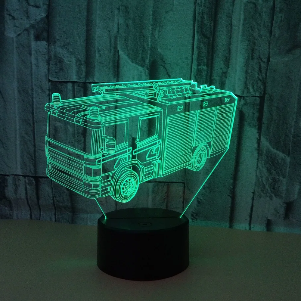 Новый тип пожарная машина 3d лампа красочный сенсорный Usb Led визуальный Ночной