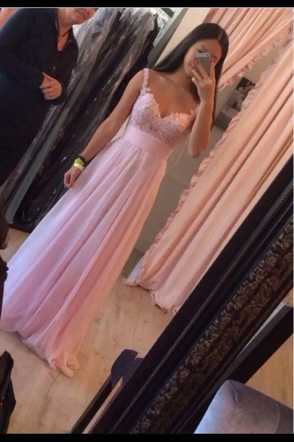 

Ruby Bridal 2019 Vestidos De Fiesta Long A-line Evening Dresses Sexy Pink Chiffon Women Prom dresses Vestido Longo Festa P1919