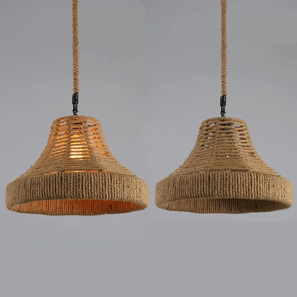 

Retro Rope Pendant Lights Loft Vintage Lamp Restaurant Bedroom Diningroom Pendant Lamp Hand Knitted Hemp Rope Light
