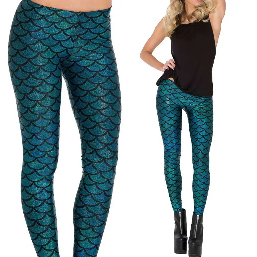 Blue Women Leggings Sexy Mermaid Legging Evening Party Legging Plus Size Free Shippingin