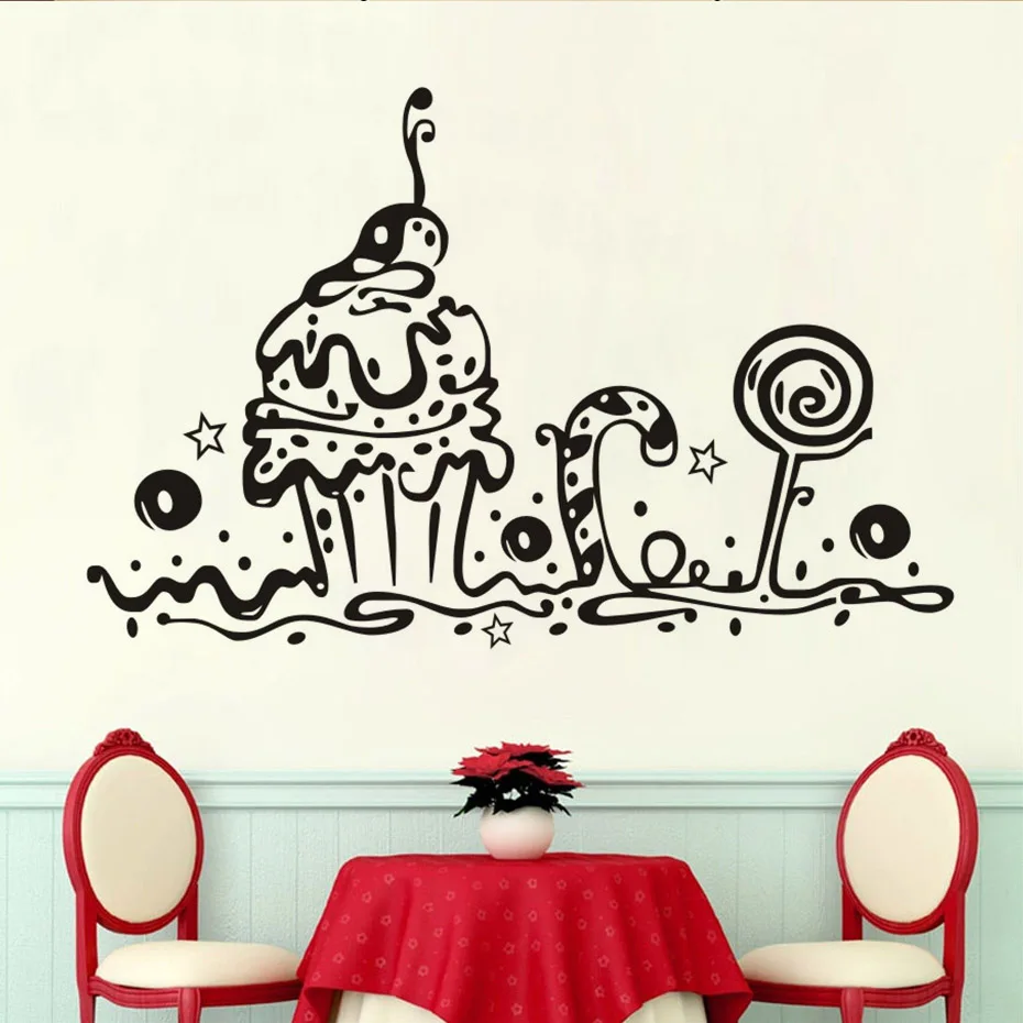 Stickers On The Wall Sweet Cake Decoration Bakery Shop Cafe Kitchen Wall Stickers Home Decor Living Room Vinyl Wall Decor