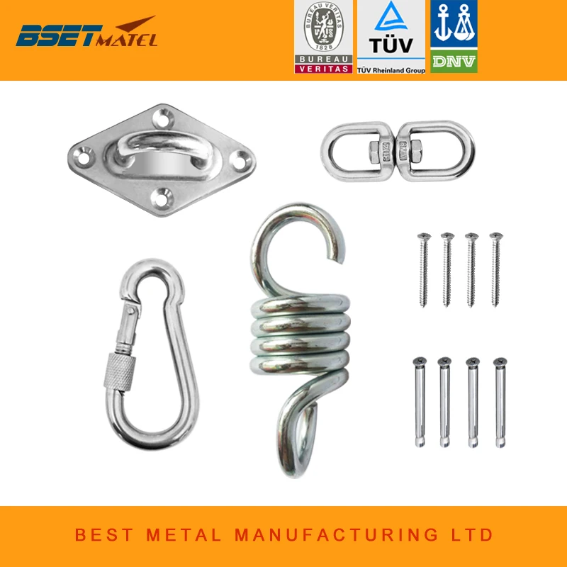 BY DHL Hammock Chair Ultimate Hanging accessories Kit 500 LB Capacity Hammock Spring Swivel Hook and