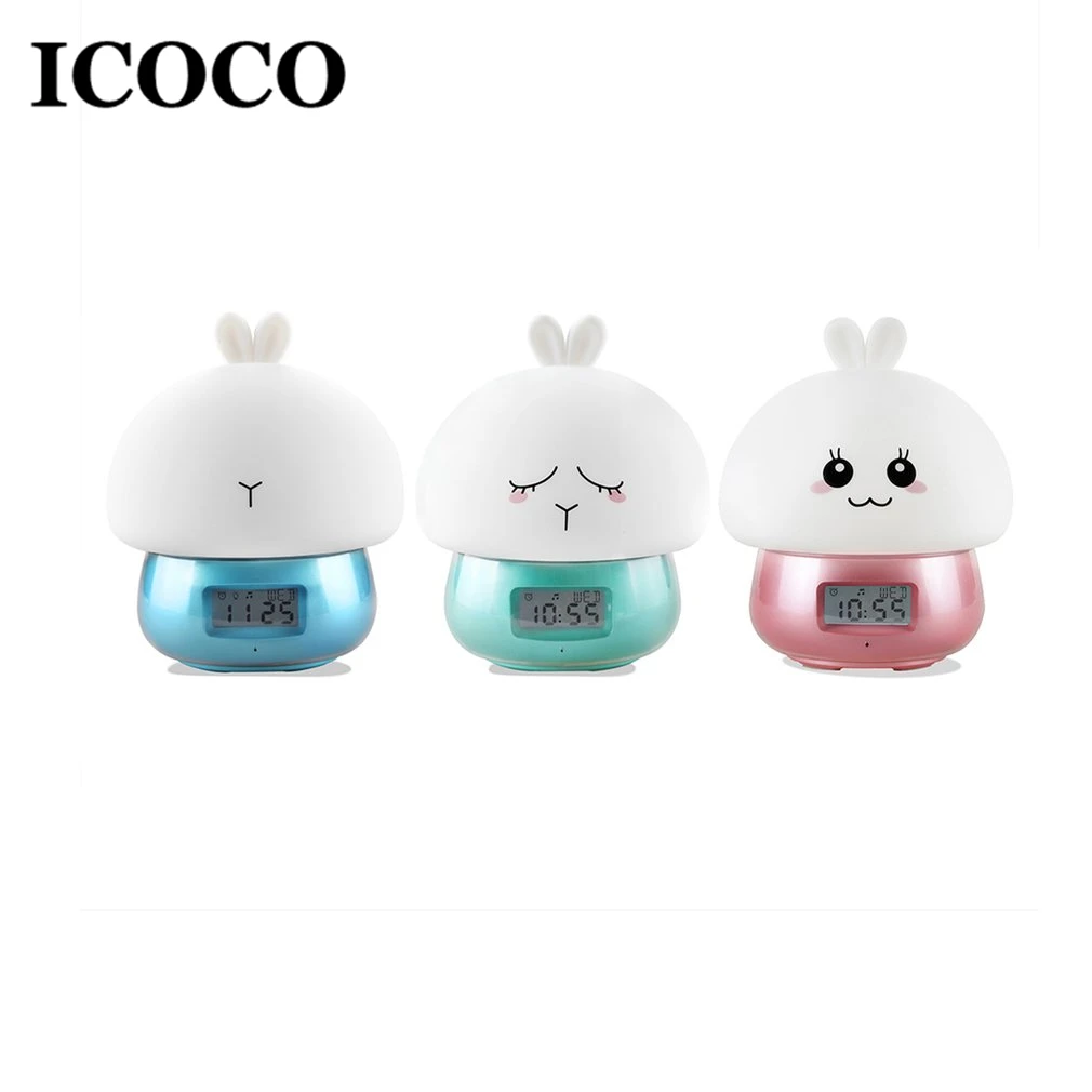 

ICOCO Kawaii Cute Cartoon Design Multifunctional Alarm Clock Wake Up Night Light Remote Control Desktop Recording Light Lamp