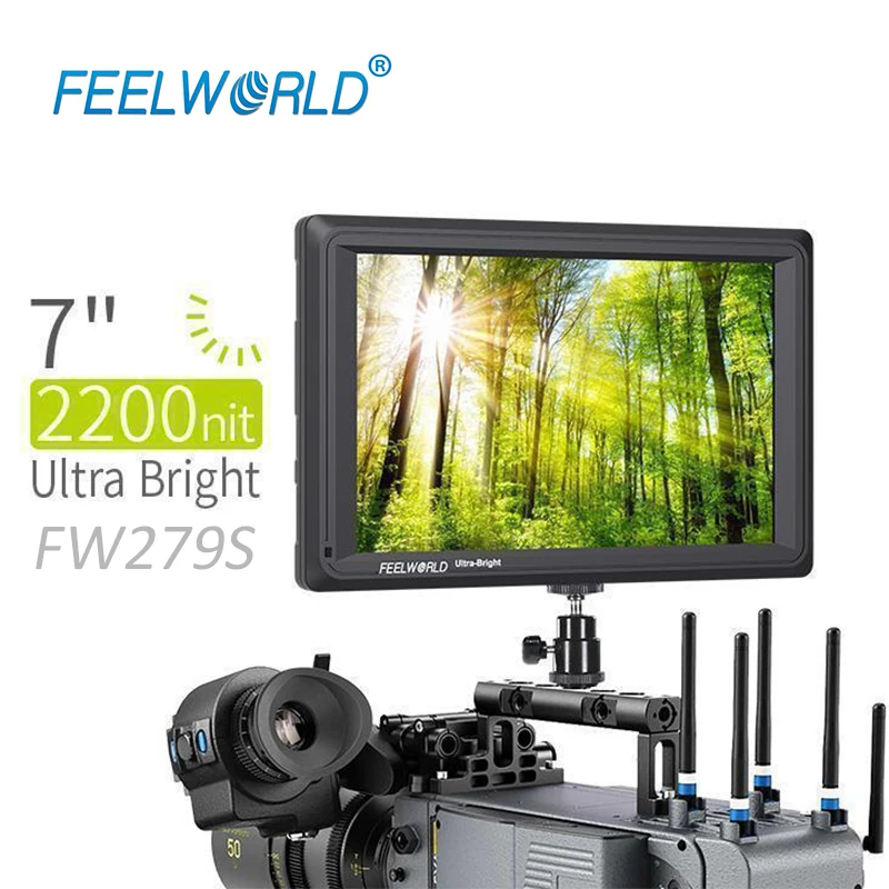 Полевой монитор FEELWORLD FW279S видеокамера для дневного света 7 дюймов 2200 нит 3G-SDI 4K HDMI