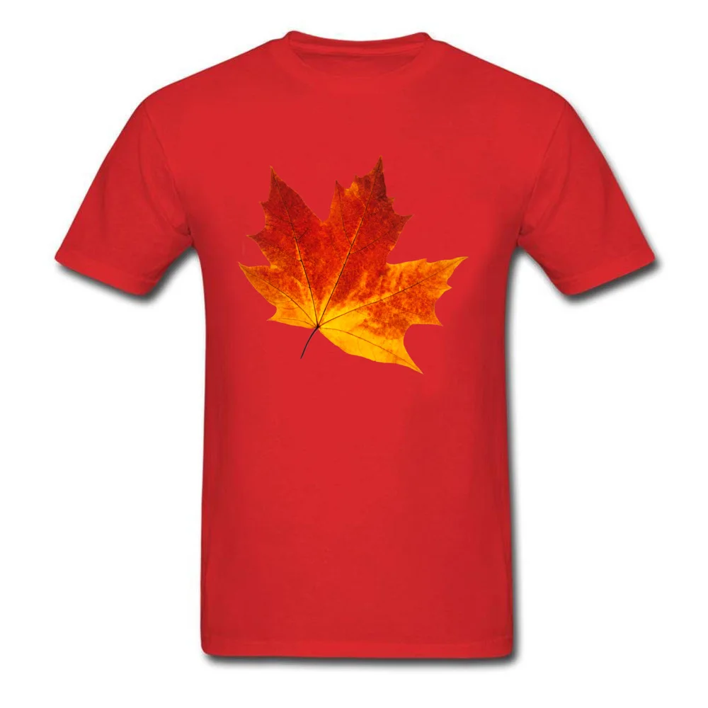Colorful maple leaf Short Sleeve Tops Tees Crewneck Cotton Fabric Men's T-Shirt Customized Clothing Shirt Family Colorful maple leaf red