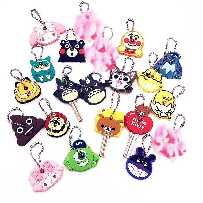 

New 40Pcs/set Cute Cartoon Totoro Bear Key Cover Keychain Jewelry Silicone Key Chain Key Ring Holder Kids Gift