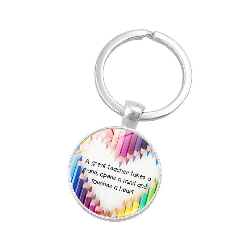 A Great Teacher Takes Hand Opens Mind and Touches Heart Shapes Future Keychain 2018 Teacher's Day Gifts Metal Key Chain Ring | Украшения