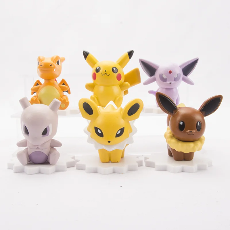 Аниме Pokeball 6 шт./компл. милый Bulbasaur Charmander Mewtwo Eevee ПВХ фигурка модель игрушки|Игровые