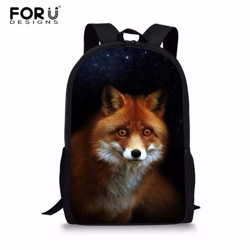 #*Cheap FORUDESIGNS Fox Backpack College Student School Bags for Teenagers Denim Fox Printed Mochila Casual Book Bag Travel Daypack