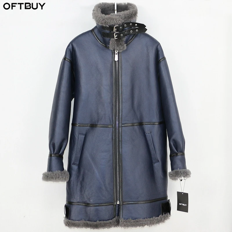 Женская меховая куртка OFTBUY двусторонняя уличная из натуральной кожи с