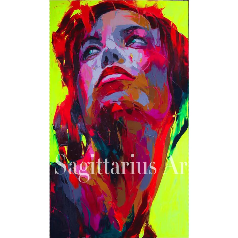 

Hand Painted Palette knife portrait Cool Face Art Untitled 36 Francoise Nielly Designer Oil painting canvas Wall Decor BedRoom