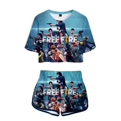 Aikooki Free Fire 3d Футболка женская футболка летний спортивный костюм с коротким топом футболка хип-хоп с коротким рукавом вентиляционная