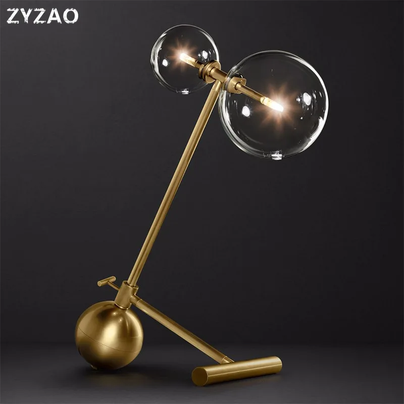 

Postmodern Designer Glass Ball Desk Lamp Black Hardware Art Living Room Bedside Table Lamp Nordic Industrial Retro Table Lights