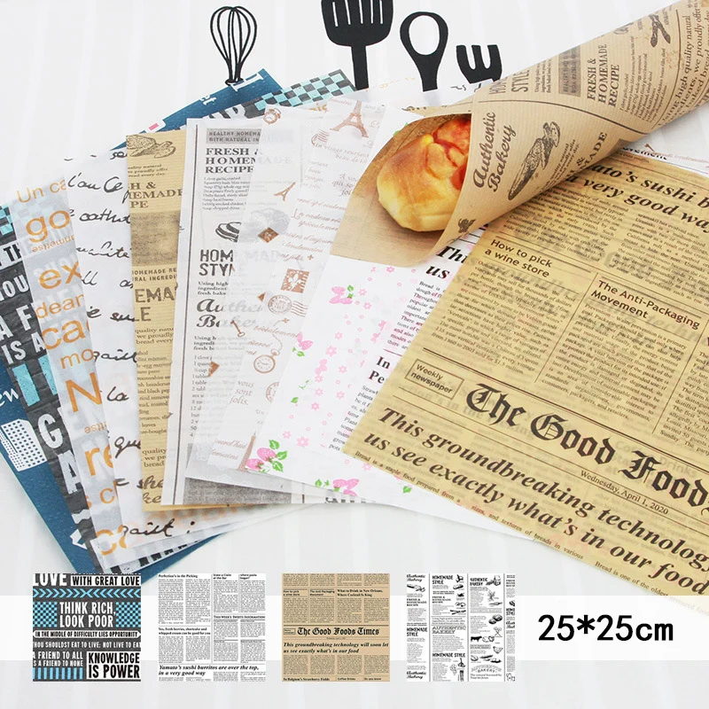 

25PCS/Lot Food Wrappers Grease Paper Baking Tools Wax Paper Food Grade Fries Oilpaper Sandwich For Bread Burger Wrapping Paper