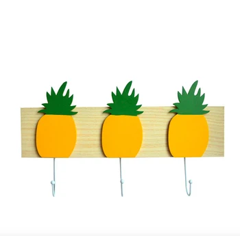 

Wooden Pineapple Lemon Kids Key Rack Wall Coat Hook Bathroom Towel Door Hanger Room Decor Home Rack Sign 40x10cm 1PC