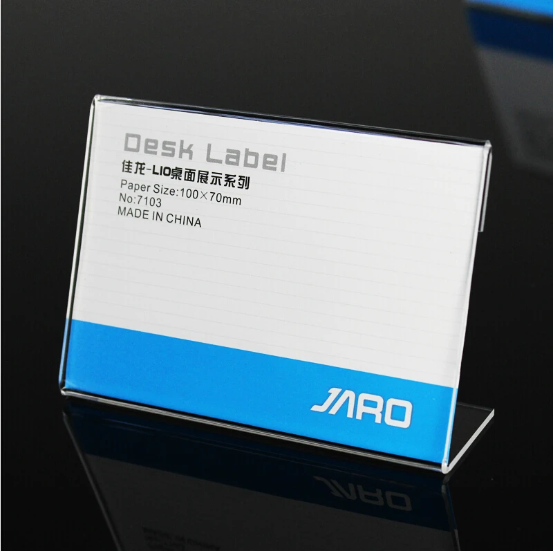 

Clear 6x4cm L Shape PMMA Acrylic T1.3mm Plastic Table Sign Price Tag Label Display Paper Promotion Card Holder Stand 50pcs