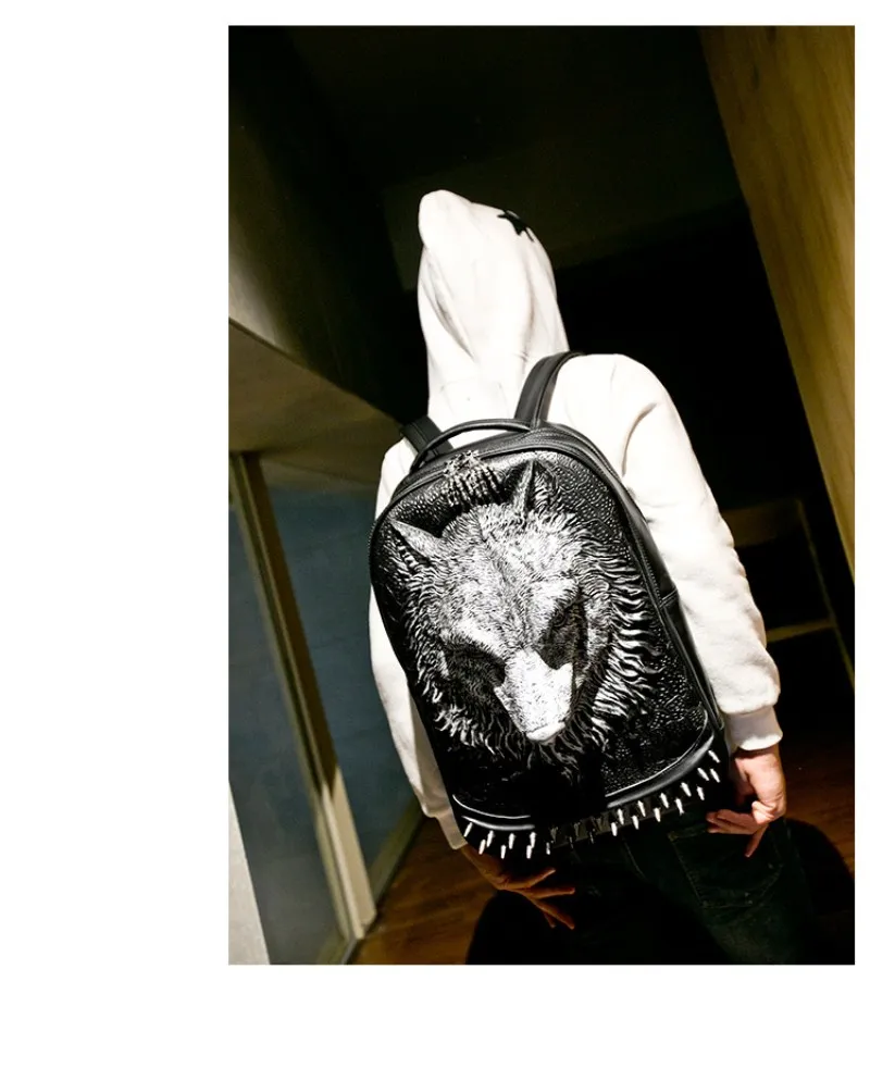 3D Волчья Голова рюкзак стильные рюкзаки Специальные Классные сумки на плечо для девочек-подростков из искусственной кожи Школьные сумки для ноутбука