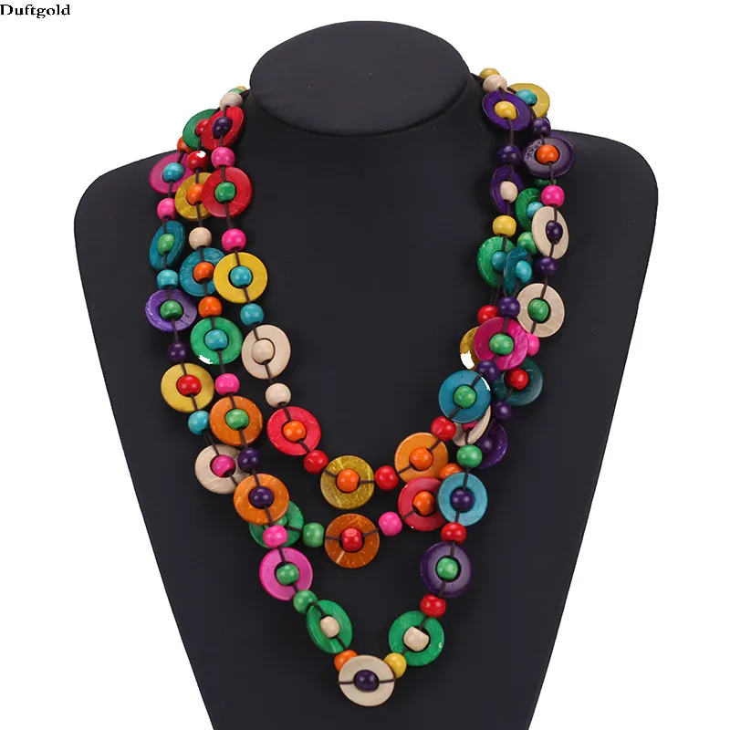 Buy Bohemian Colorful Coconut Pendant Necklace For Women Jewelry Fashion