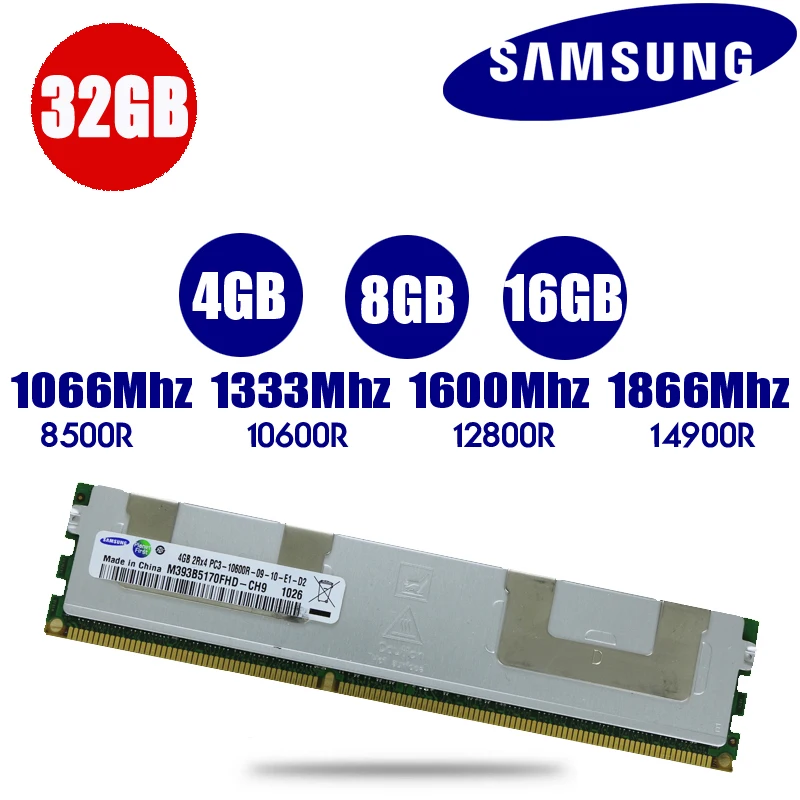 Серверный радиатор Samsung reg ecc память 4 ГБ 8 16 32 DDR3 PC3 1066 МГц 1333 1600 1866 X79 X58