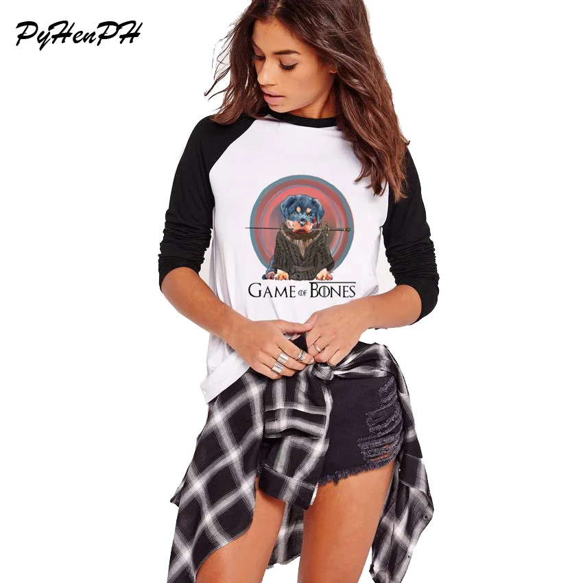 

PyHenPH Game Of Throne Design Long Sleeve T-shirt Women Game Of Bones Printed Tshirt Women Tops tshirt femme