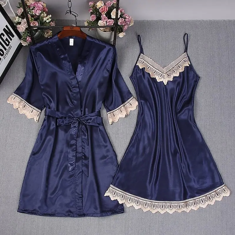 Jian Peng/женское платье для сна, одежда для сна, Женская майка, одежда для сна, сексуальное женское белье из шелка, ropa para dormir mujer - Цвет: Синий