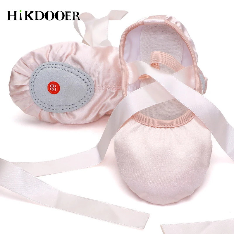 

2019 Baby Girl Ballet Shoes Ribbons Silk Satin Dance Shoes for Child Soft Sole Professional Children Dancing Shoes