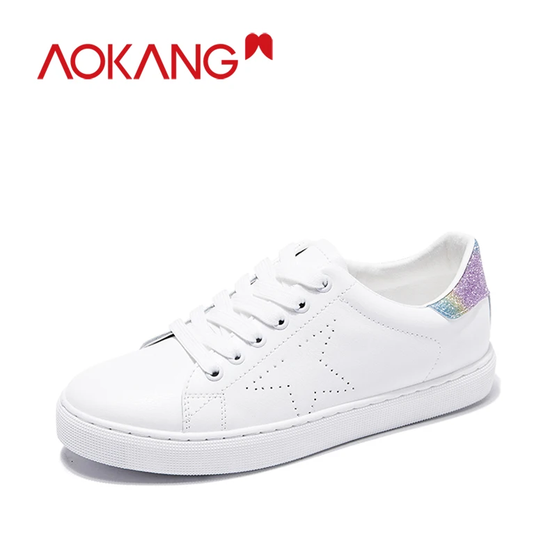 

AOKANG New Designer Shoes Woman Wedges Platform Sneakers Lace-Up Breathable Tenis Feminino Casual Chunky Sneakers Flats Ladies s