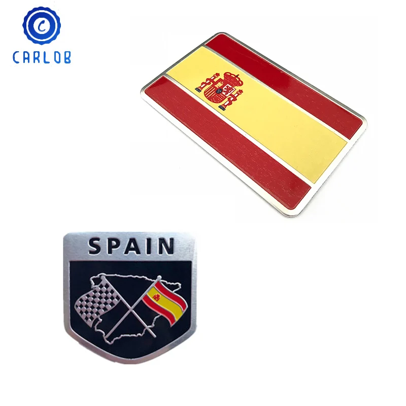 

CARLOB Car Aluminum Alloy Spain National Flag Sticker Grill Emblem Motorcycle Decal For Yamaha Vespa Ford Harley Piaggio