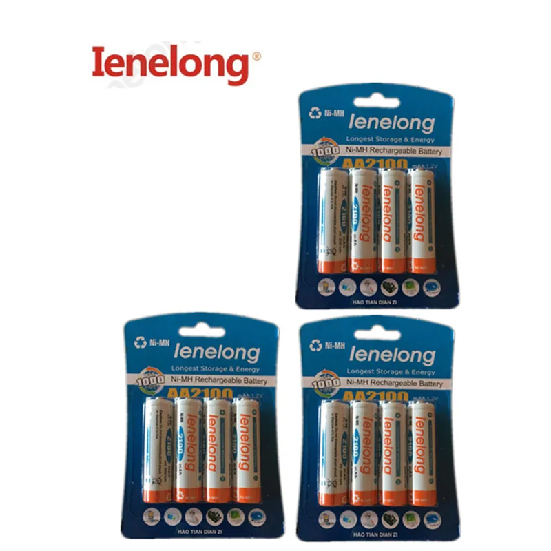 12Pcs/3card Ienelong Low self discharge Durable AA Battery 1.2V 1600mAh