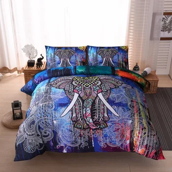 

Bohemian Elephant Bedding Set Single Queen King Size White Duvet Cover Set Bed Linen Quilt Cover