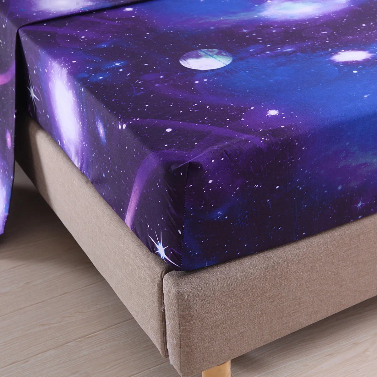 3D Print Bedding Set Modern Galaxy Flat Sheet 40cm Fitted Sheet+bed Sheets+Pillowcase Starry Sky Bedclothes Full Size19