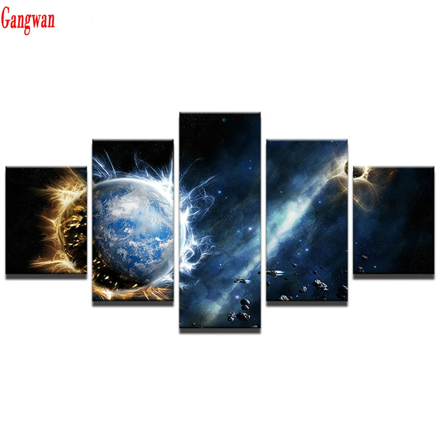 “Earth Landscape”diamant painting cross stitch natural planet view diamond embroidery sale mosaic rhinestone picture 5 pcs decoration