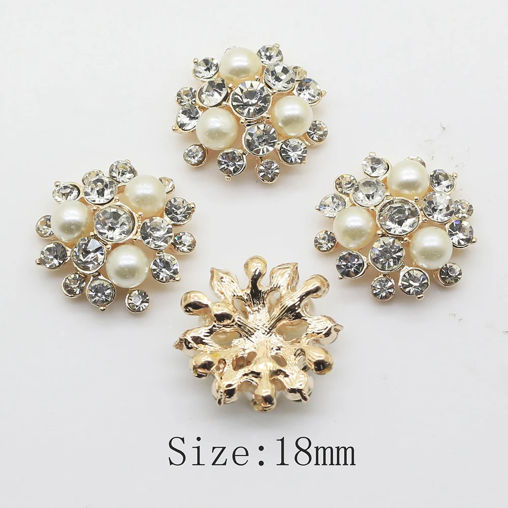

10Pcs 18mm Metal buttons Pearl button For clothing Accessories weding handmade decorative buttons