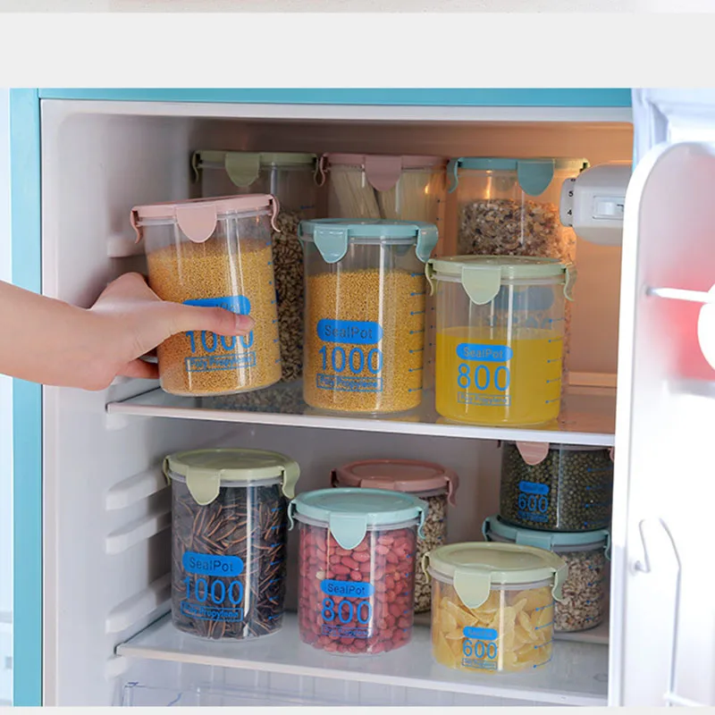 3 шт. герметичный контейнер для хранения, пластиковый влагостойкий круглый ящик для хранения еды, кухонные контейнеры, контейнеры для хранения еды