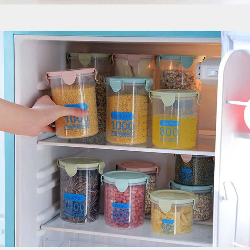 

3Pcs Sealed Crisper Storage Box Plastic Moisture Proof Food Storage Round Box Kitchen Containers Cereals Food Storage Containers