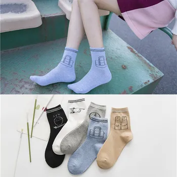 

ZDL-287 Harajuku Art Printing Funny Sock Casual Women Life Dream Cotton Dress Socks 10 pairs