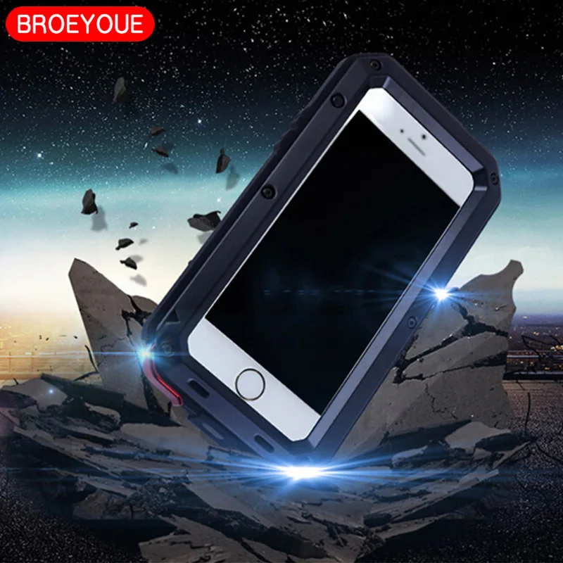 

BROEYOUE Metal Case For Samsung Galaxy S5 S6 S7 S8 S9 Edge Plus Note 8 3 4 5 Aluminum Metal Case For iPhone 6 6S 7 8 Plus 5 5S X