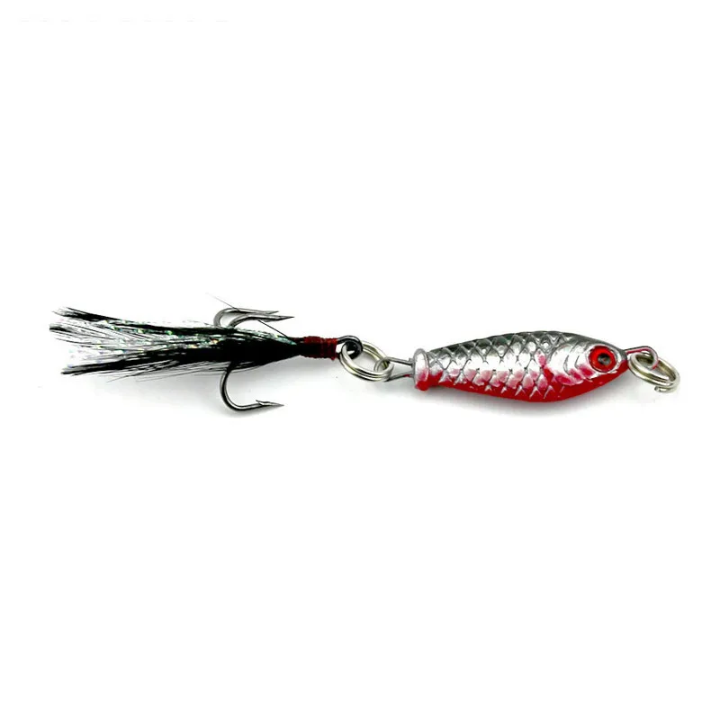 Mini Metal Fishing Lure with Feather Lifelike 3D Eye Artificial Fish Hard Bait for Lure Fishing Accessories 2.5cm 6.4g LB003