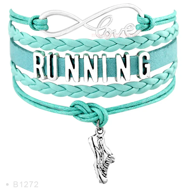 Running Shoe Sneakers Training Marathon Triathlon Track and Field Charm Leather Bracelets for Women