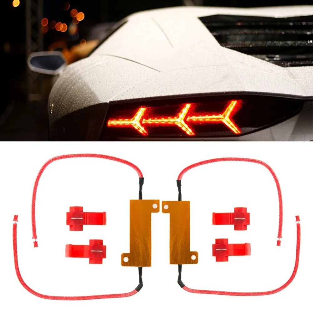 

2PCS 50W LED Warning LED load resistance decode Reverse Brake Turn Signal Light Fix Error Fast Flash