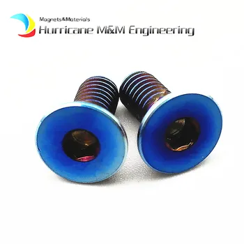 

2pcs M4 x10mm Ti Bolt Titanium Bolts Motorcycle Oil Cup Cover Burned Blue Color Flat Head Titanium Screws Ti Fastener