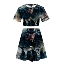 Костюм с объемной короткой юбкой «Человек-паук» для дома, костюм с футболкой с короткими рукавами и короткой юбкой, комплект из двух предметов, Новые повседневные комплекты высокого качества