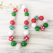 Красное зеленое и белое рождественское массивное ожерелье для девочек ясельного возраста Детский Рождественский браслет рождественское массивное ожерелье с жевательной резиной CC3