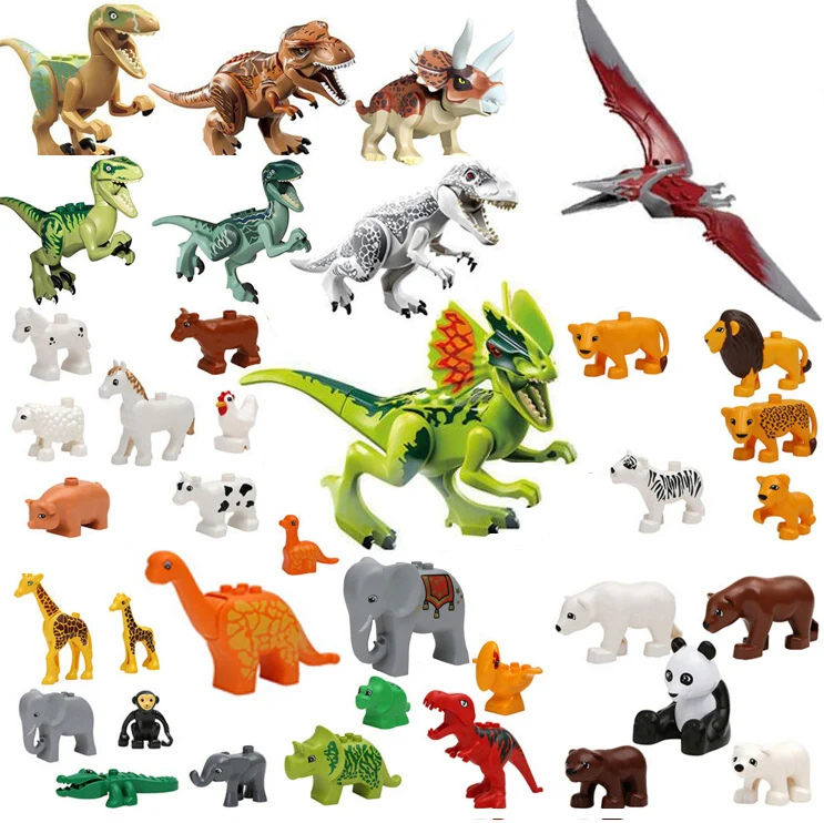 

Duplos Legoing Animal Park Model Figures Big Building Block Sets Dinosaur Elephant Lion Crocodile Ocean world toys for kids