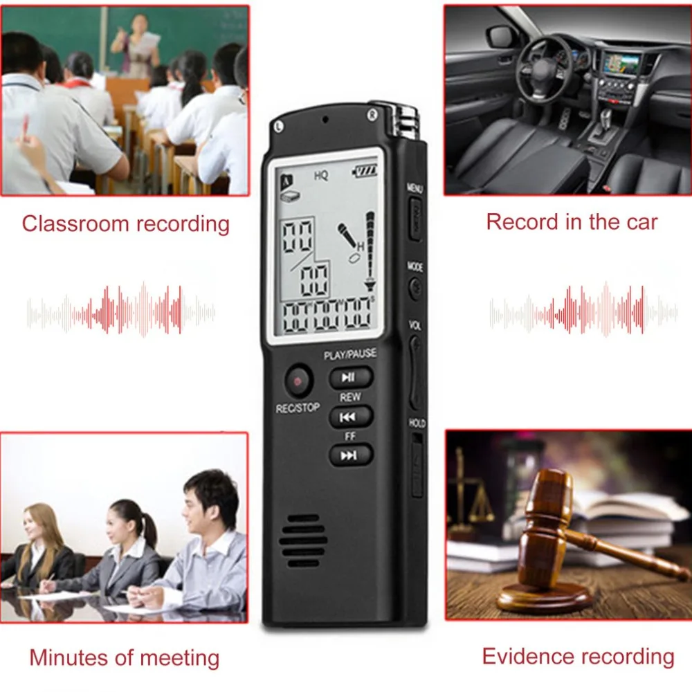 16 Гб мини T60 профессиональное устройство записи голоса дисплей времени большой экран Цифровой диктофон Диктофон MP3 плеер