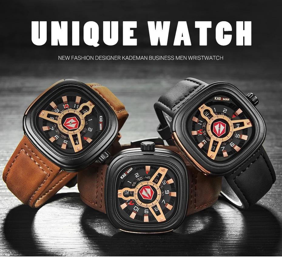 KADEMAN 365B-6 Square Kademan Unique Mens Watch description image