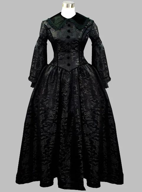 Zwart Gothic Victoriaanse Maiden Verstoorde Baljurk Reënactment Periode Kostuum Jurk Baljurk Zwart Gothic Victoriaanse Maiden Verstoorde Baljurk Reënactment Periode Kostuum Jurk Baljurk