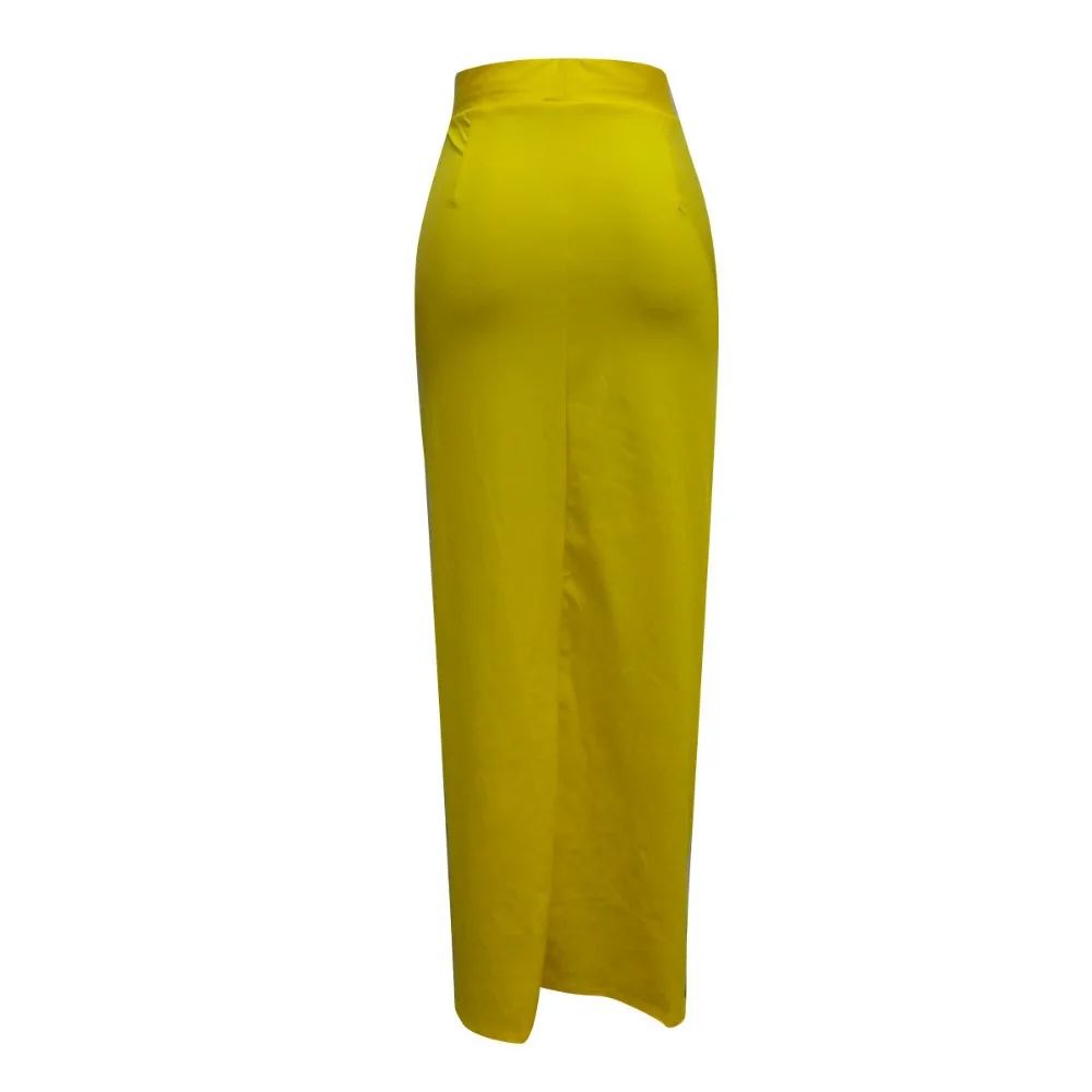 Черный Цветочный принт Sexy Bodycon юбки Для женщин желтый Высокая талия спереди Разделение вечерние юбка элегантный женский плюс Размеры