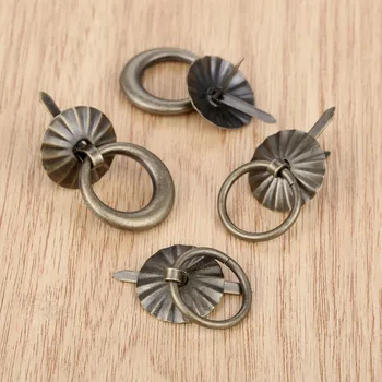 DRELD 5Pcs Vintage Cabinet Knobs and Handles Furniture Pin Knobs Kitchen Drawer Cupboard Ring Pull Handles Furniture Fittings