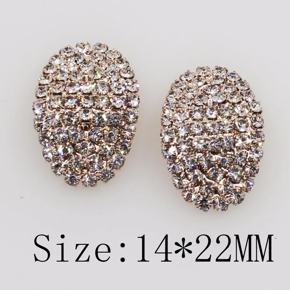 10pcs Lot 14mm 22mm Oval Rhinestone Metal Button Clothing